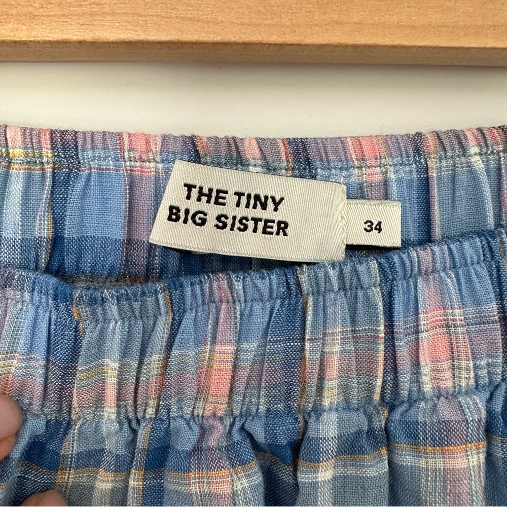 Tiny big sister blue linen plaid skirt - Picture 6 of 7